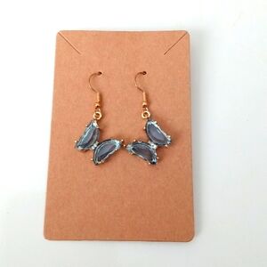 Elegant Gold and Blue Butterfly Dangle Earrings
